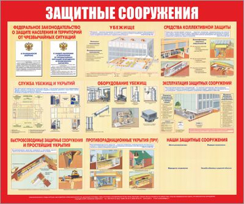 С58 защитные сооружения (1200х1000 мм, пластик ПВХ 3 мм, алюминиевый багет серебреного цвета) - Стенды - Стенды по гражданской обороне и чрезвычайным ситуациям - Магазин охраны труда ohranatruda-shop.ru